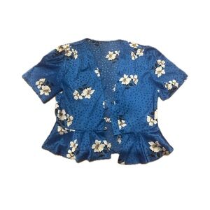 Blue Floral Print Blouse